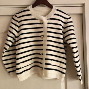 Amazon Black and White Striped Cardigan with Gold Buttons Small